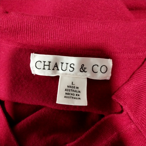 Chaus & Co Womens Sweater Large Wine V- Neck Knit Cottagecore Preppy / #3146 - Picture 5 of 5